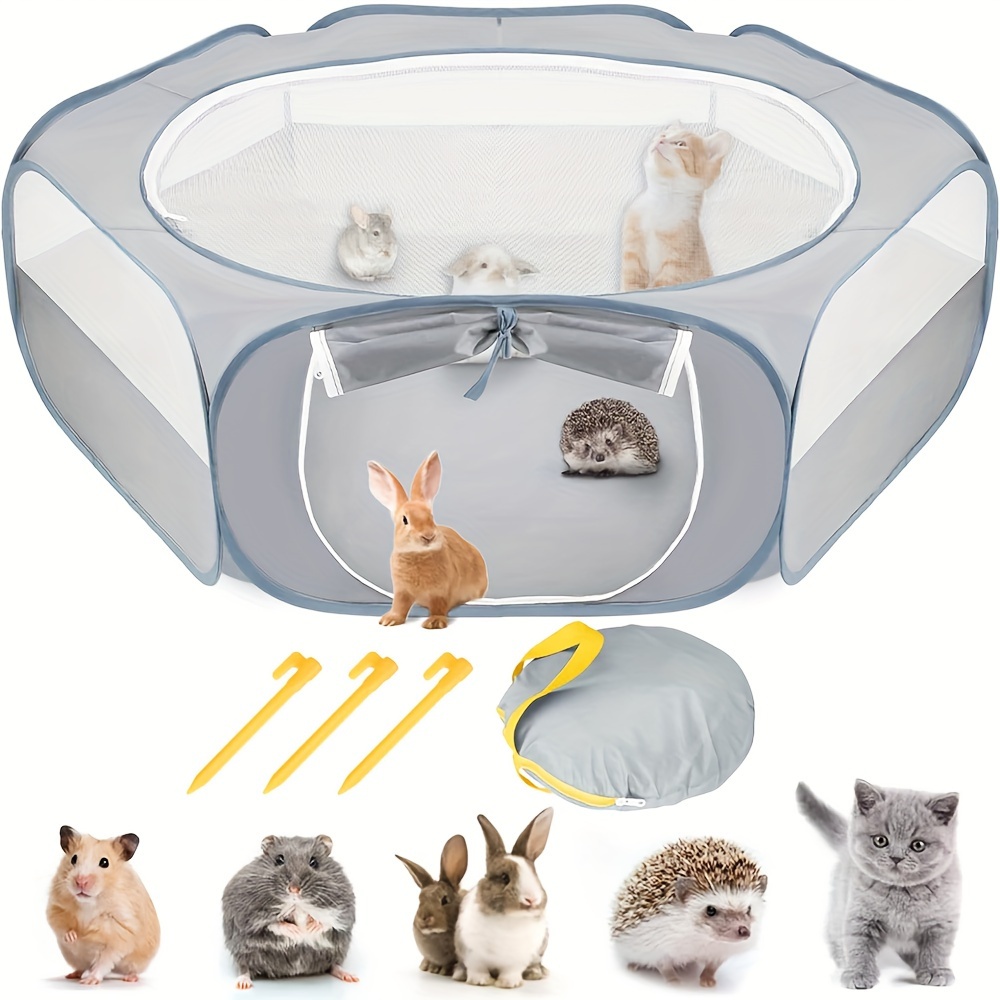 1pc Foldable Breathable Pet Playpen With , Portable Outdoor For Small Animals, Pe Material, Easy Assembly, Pet Playpen Foldable