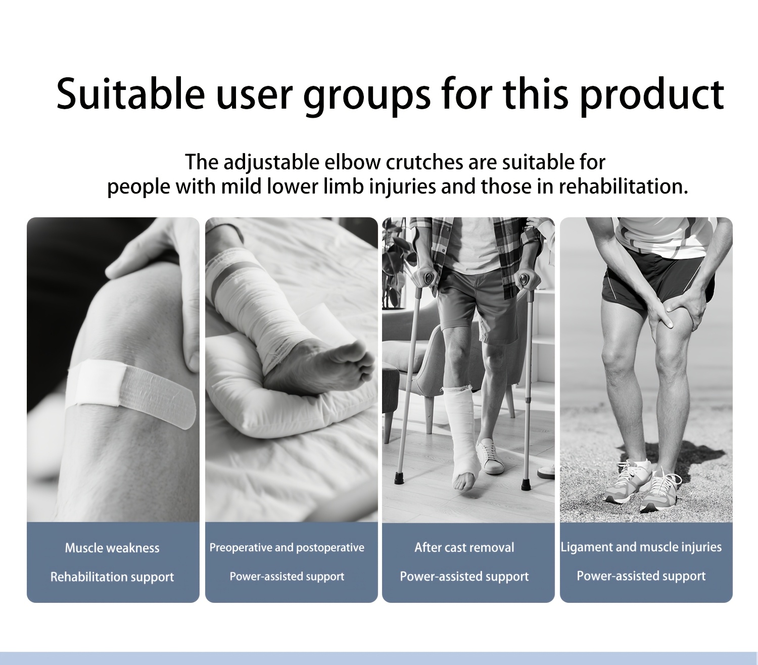 Rotatable Elbow Crutch, Portable Foldable Telescopic Elbow Rest, Rehabilitation Assistive Elbow Cane, Multi-Point Support Comfortable Underarm Crutch