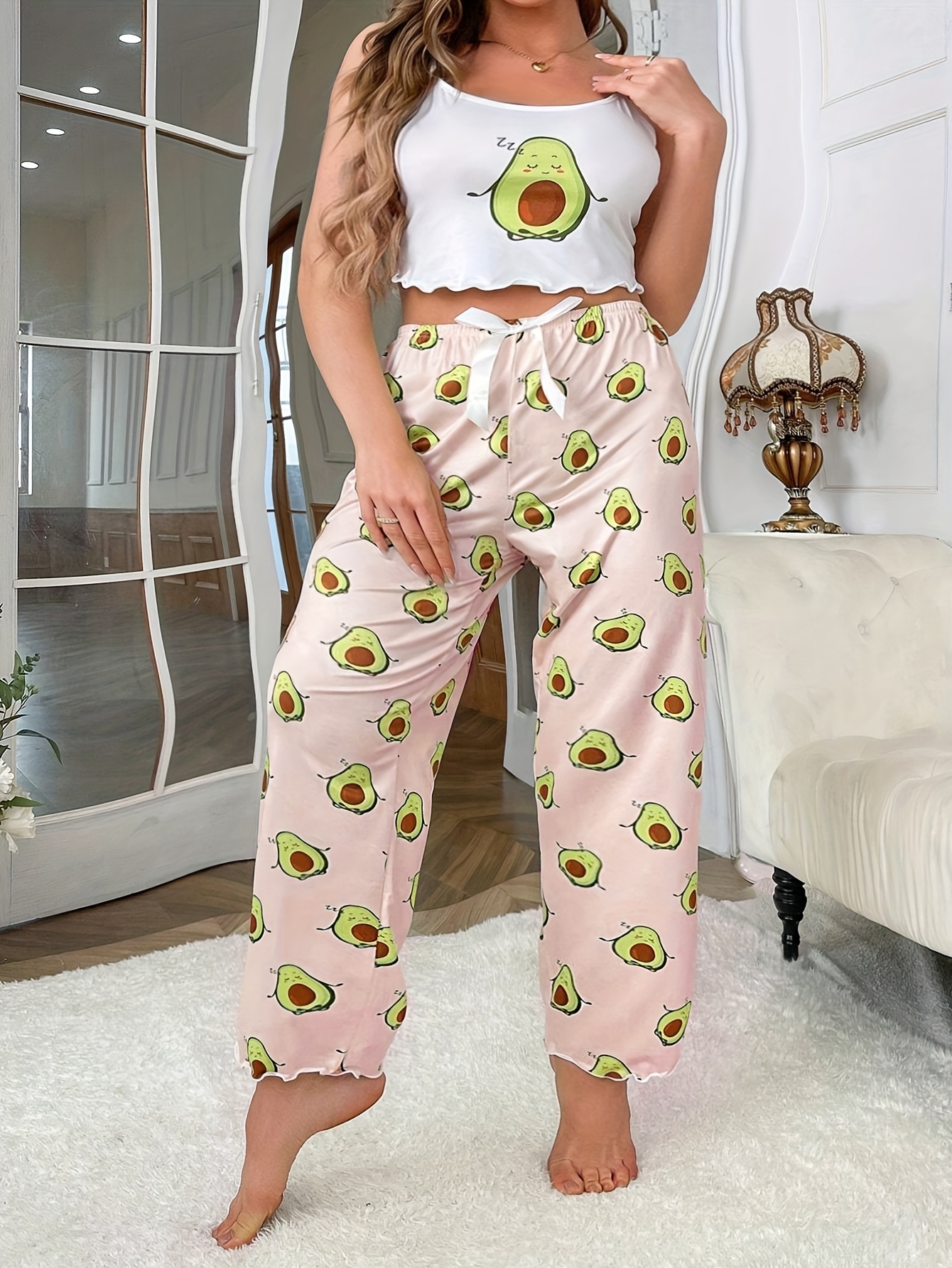 avocado fluffy pants sold on Temu Australia