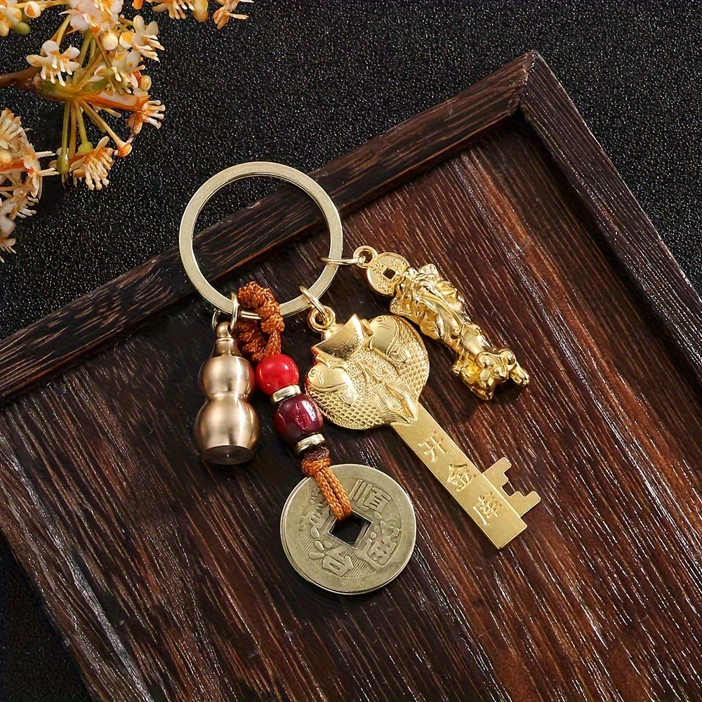 

1pc, Keychain Car Keychain, Creative Gift, Feng Shui Prayer For Good Luck, Wealth, Wealth, Health, Success, Creative Keychain, Backpack Pendant, Bag Charms, Birthday Gifts, Party Favors