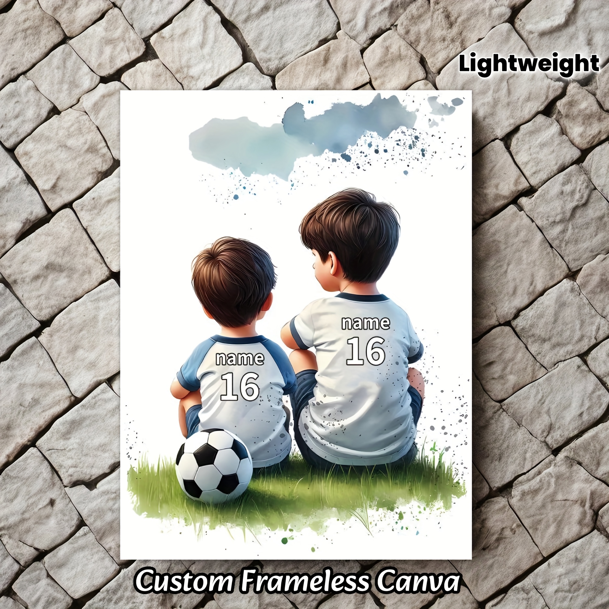 TEMU 2d Flat, Soccer Event 2026 - 2d Flat, 2d Flat Unframed, 1pc Personalized Soccer Jersey Canvas Poster - Custom Name And Number, Frameless Sports