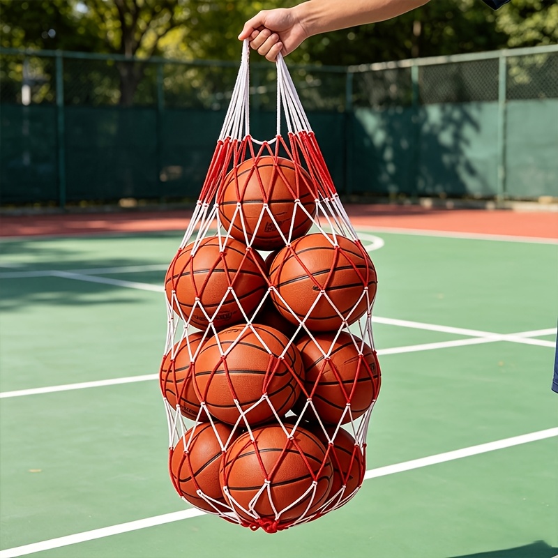 TEMU Red extragrande para almacenar pelotas, capacidad para 8 pelotas, para varios tipos de pelotas, de malla de nailon duradera y resistente al , se
