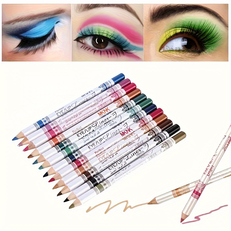 

12pcs/set, Colorful Eyeliner Pen Set - Waterproof, Shimmer & Matte, High Pigment Long-lasting Eye Makeup Stick
