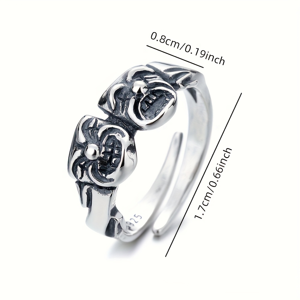 Women's S925 Sterling Silver Double Sided Clown Face Ring