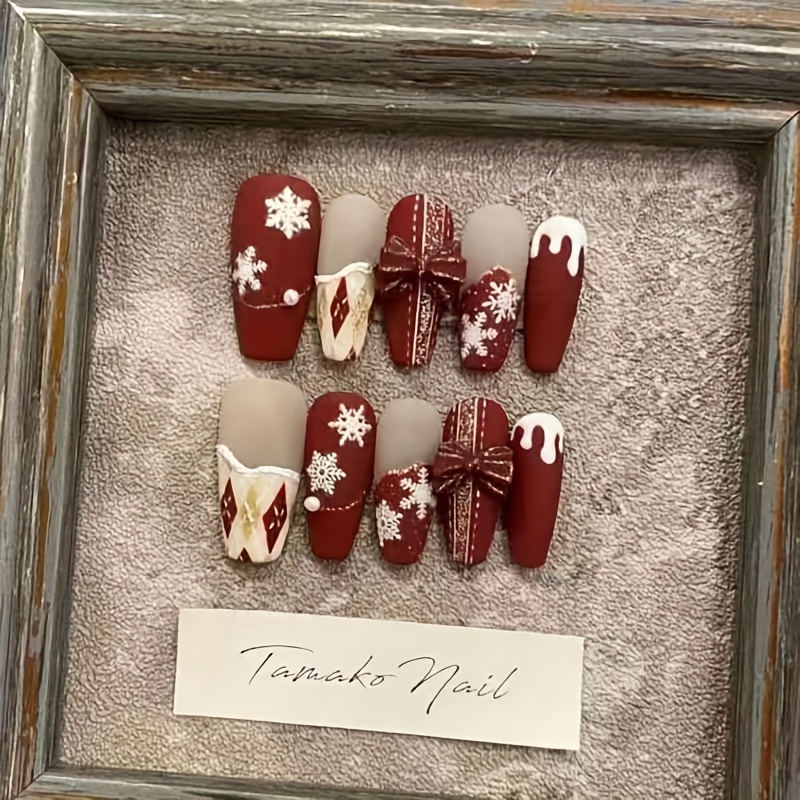 

Handmade Nail Art With Crystal Ball For Valentine's Day And Holidays, New Nail Stickers In Red, Long Detachable Nail Pieces For Spring, Summer, Autumn, Winter, And New Styles