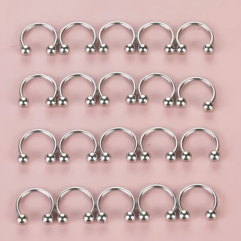 TEMU 20 Piezas Juego de 16G Acero Inoxidable 316 Anillo de Nariz Piercing Joyería Barra Circular Helix Tragus Rook Daith Cartílago Aro Labial Aro