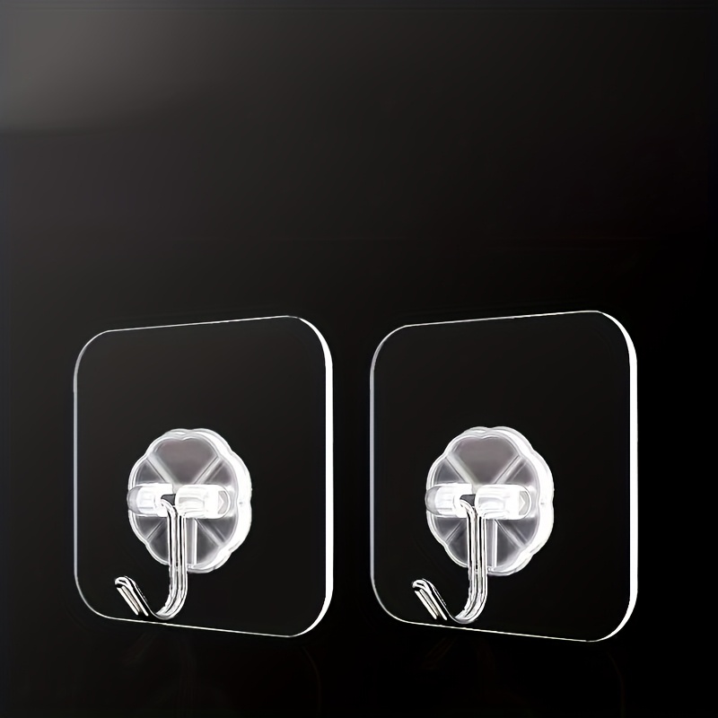 Fashionable Modern Self-Adhesive Towel Hook, Transparent Reusable Waterproof Sticky Hook, Bathroom Towel Hanger, Wall-Mounted Heavy-Duty Self-Hanging Hook, Brushed Treatment, No-Drill Wall-Mounted Bathroom Door Hook, 4/12/24piece