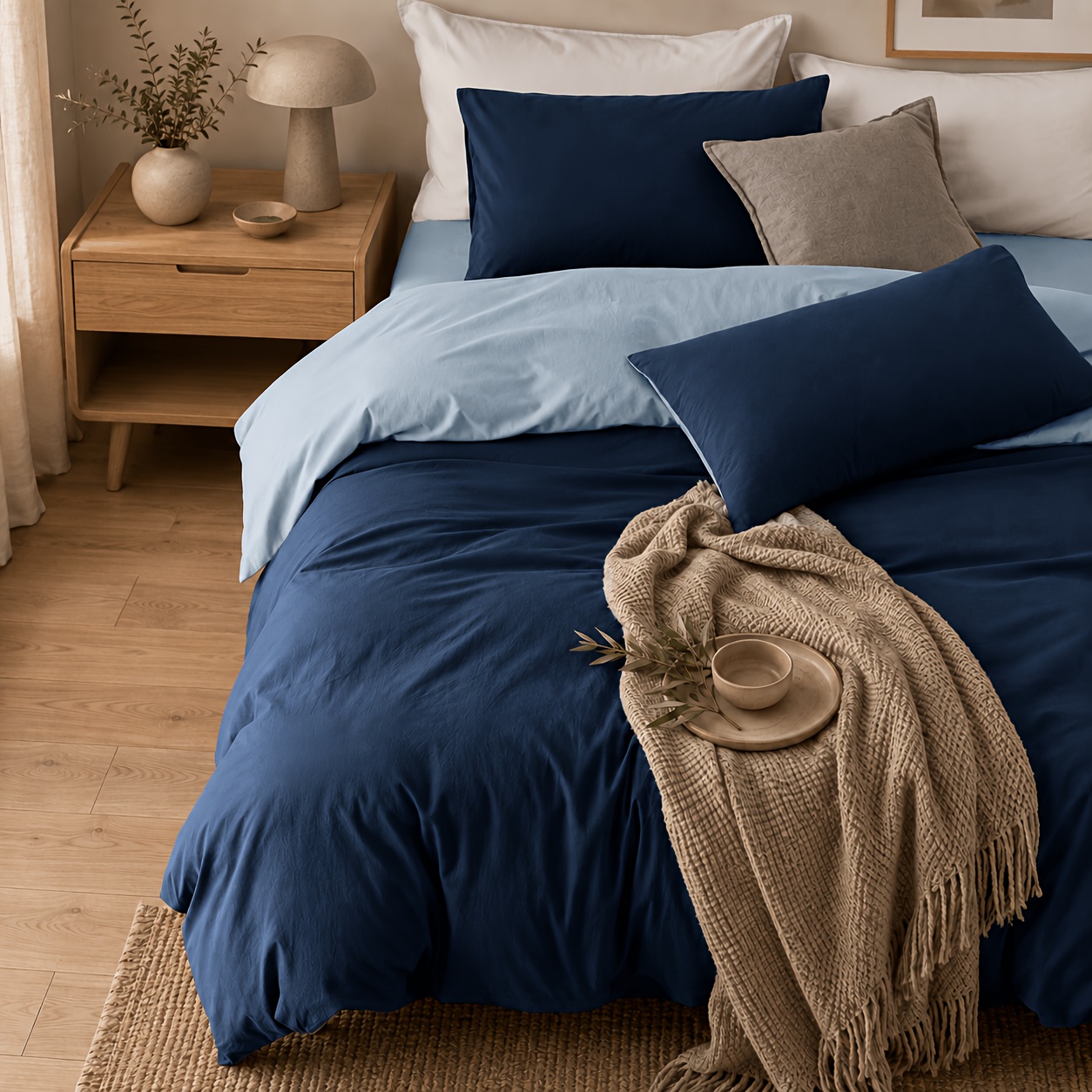 Image of 2/3pcs Duvet Cover Set Reversible Bed Set Hotel Bedding, Smooth, Breathable, Cool And Comfortable In Summer, Includes Pillowcases, Zipper Design, Machine Washable, -tex Certified For