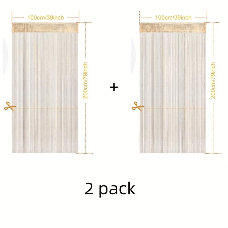 Image of 2pcs Door String Curtains For Doorways Glitter Beaded Curtains Door Sparkle Beads Fringe Curtain 39 X 79 Inch Laundry Hanging Hippie Beads Window Girls Panel Divider
