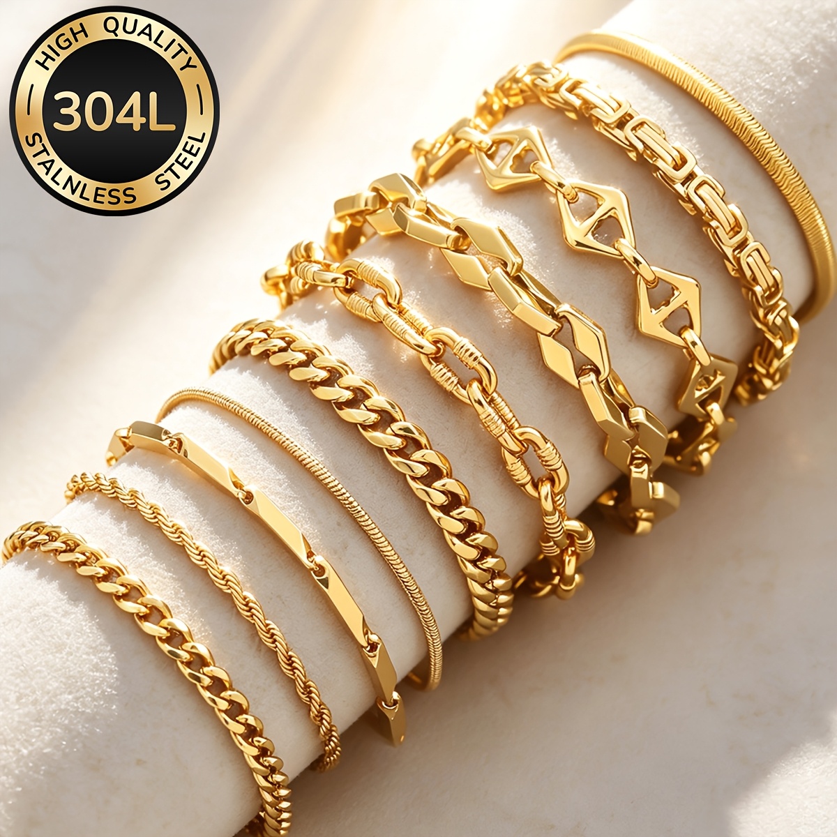 2/4pcs 18K Gold Plated Waterproof Bracelet Set for Men