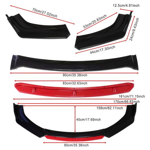 4 position adjustable front lip splitter kit universal car body styling accessory