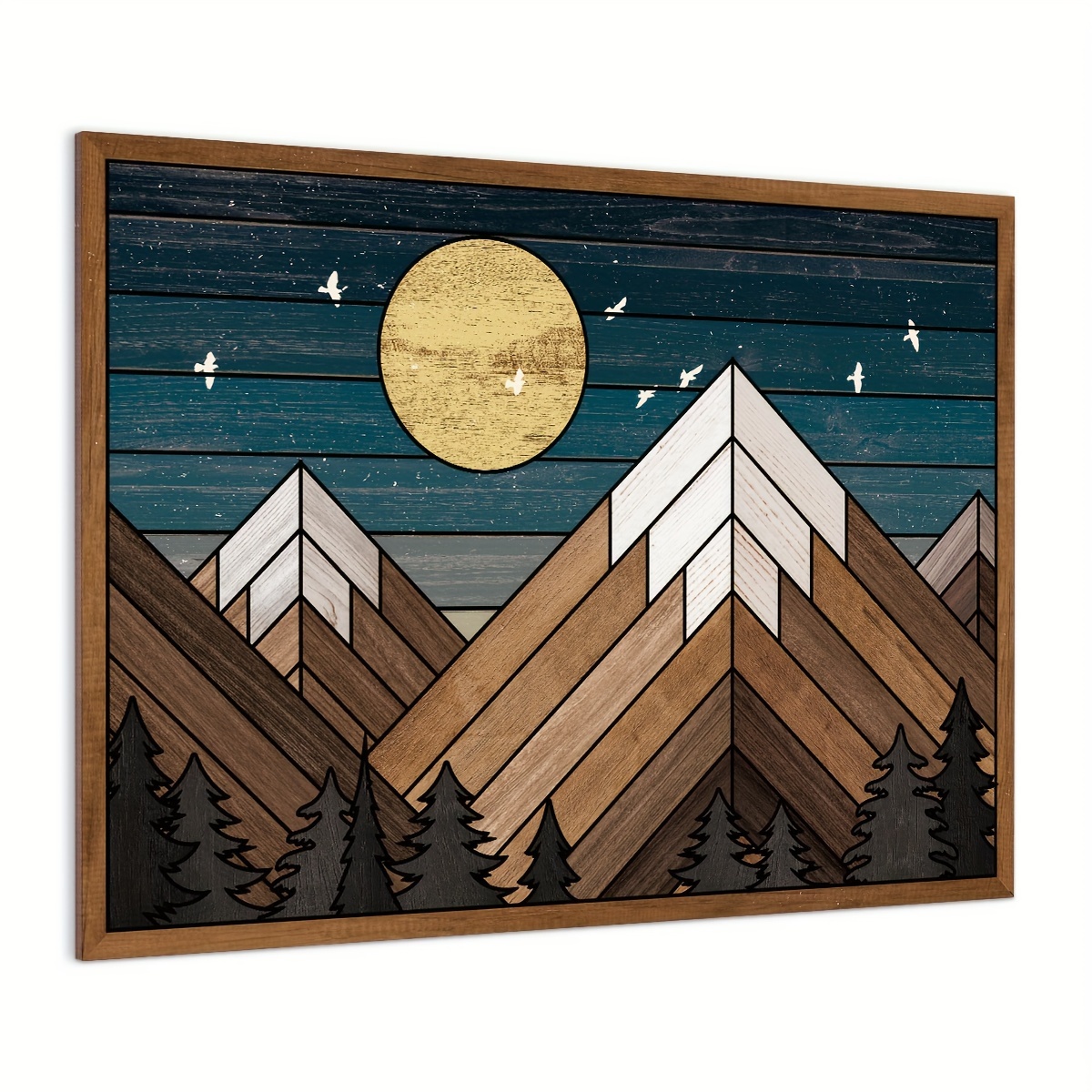 

1pc Wooden Mountain Wall Art, Moon Nature Wilderness Wood Wall Sign Western Decor, Rustic Cabin Decor Adventure Wall Decor For Living Room Bedroom