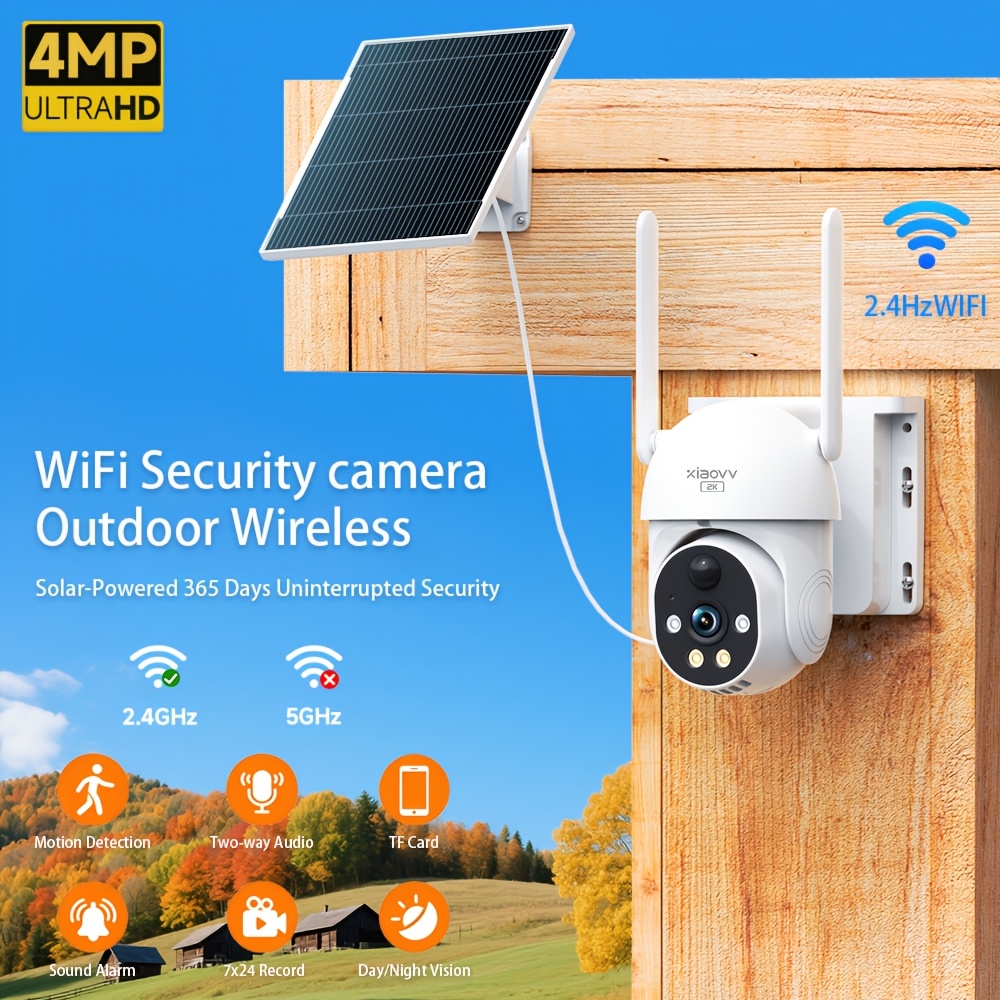Image of Xiaovv Smart Solar Security Camera (wifi Version) — A 360° Ptz Wireless Camera For Indoor And Outdoor Use. Features Human Detection, Color Night Vision, Audio, A Built-in Siren, Backup Capabilities.