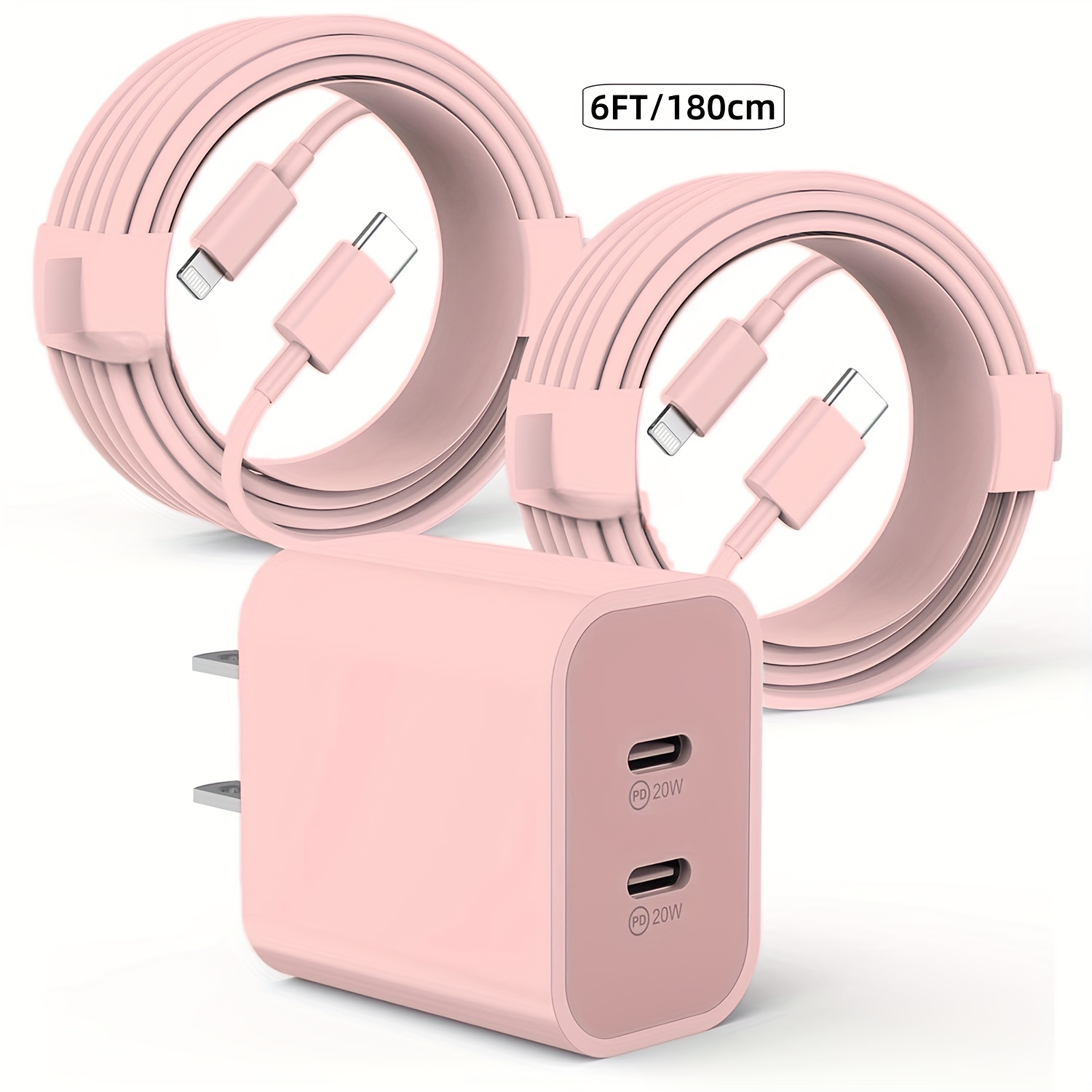 

For Iphone Charger 40w, Usb C Charger, Dual Port 20w Type C Fast Charging Block, 6ft Mfi For Iphone 14/13/12/12 Pro/12 Pro Max/11/11 Pro/11 Pro Max/xr/xs/x/8, Ipad 4color Pink+purple+green+white