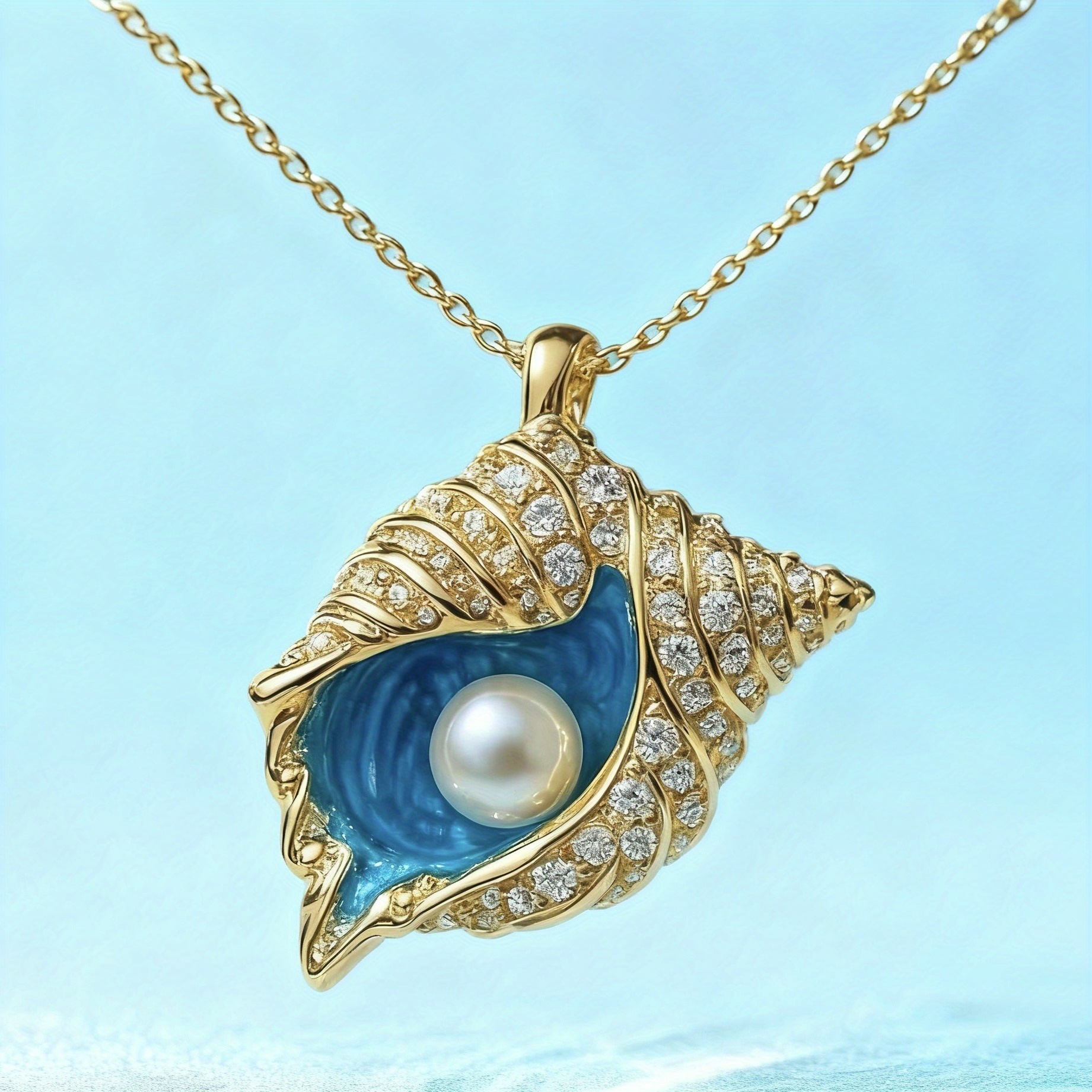 TEMU Collier pendentif avec motif de , d'émail bleu, chaîne de clavicule en cuivre de luxe léger pour femme, collier en - Collier décontracté de