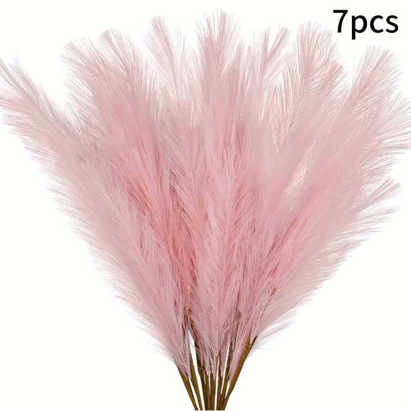 7/23 Artificial Pampas Grass Pieces In Pink, Ideal For Large Simulations, Perfect For Filling Vases And Enhancing Home Bohemian Decor