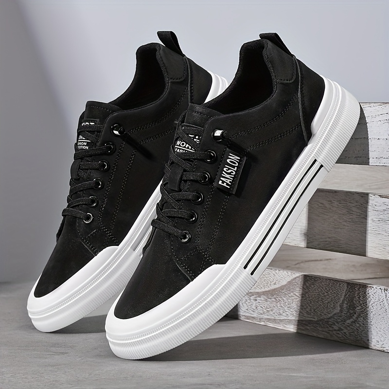 Men'S Casual Sneakers - Spring 2025 Fashion, Versatile Low-Top Lace-Up Shoes with Elastic Round Toe, Faux Upper & PVC Sole for Casual Attire, Work, and Street Style, Allseason Shoes | Modern Casual Shoes | Durable PVC Sole, Skate Shoe
