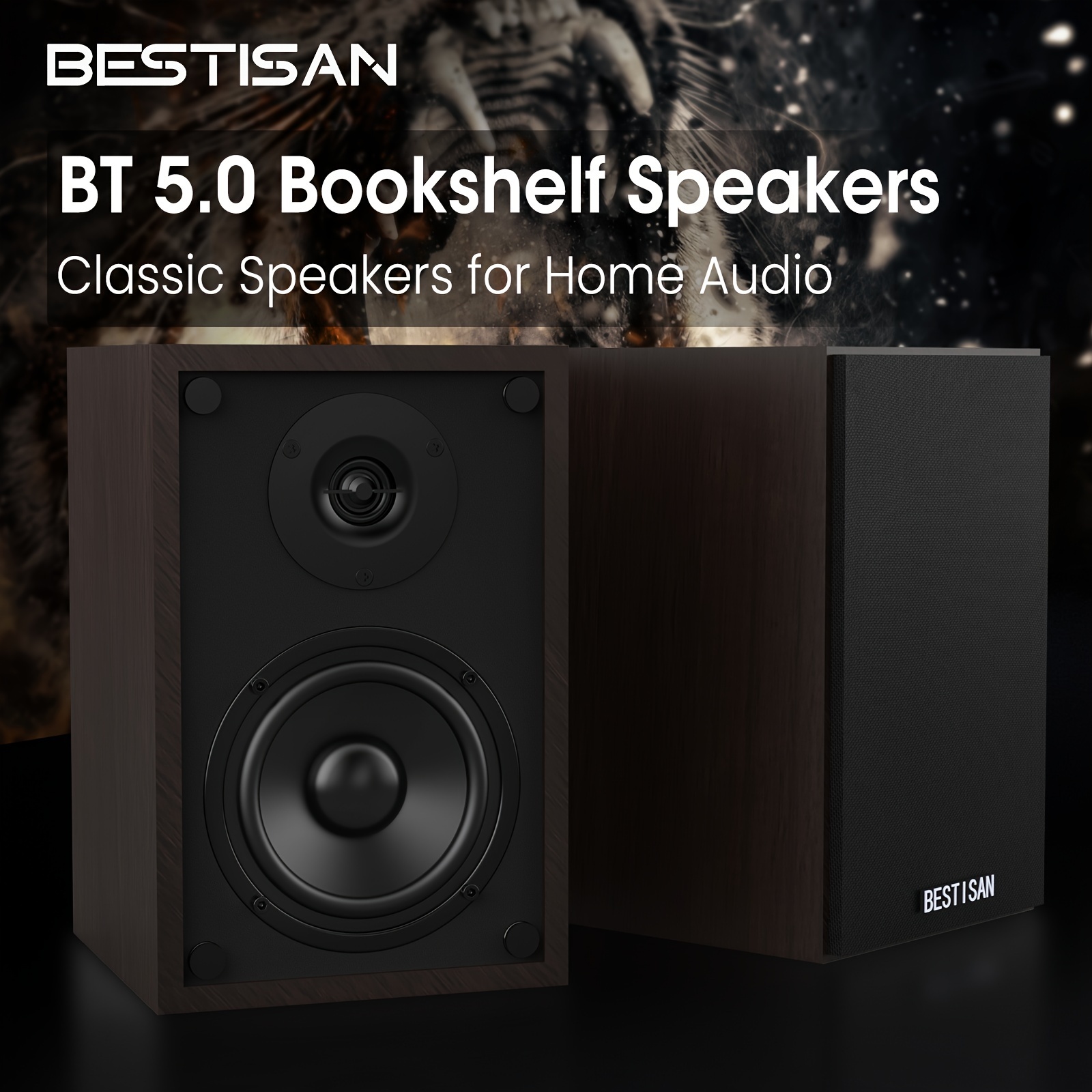 

Bestisan Bt Bookshelf Speakers, 20w X 2 Powered Speakers With 4 Inch Woofer, Powerful Speakers For Tv/pc/turntable, Speaker With Rca , Subwoofer