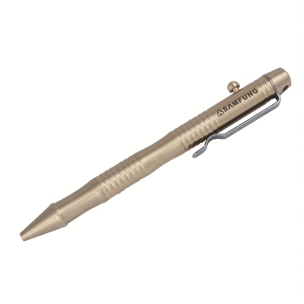 Image of Brass Ballpoint Pen Edc Signature Pen, Bolt Action Pen Heavy Duty For Outdoor Portable Pen, Tool Pen With 2 Black Ink Refills