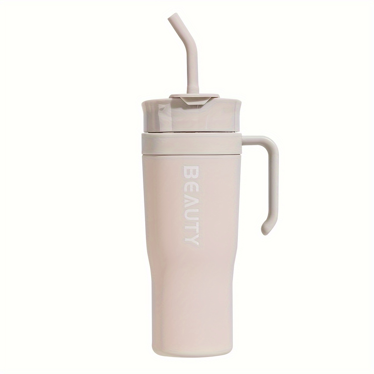 TEMU 1pc, Large Capacity Straw Cup, Plastic Water Bottle With Handle, Reusable Travel Mug For Hot Or Cold Drinks, Perfect For Gym, Outdoors, Car,