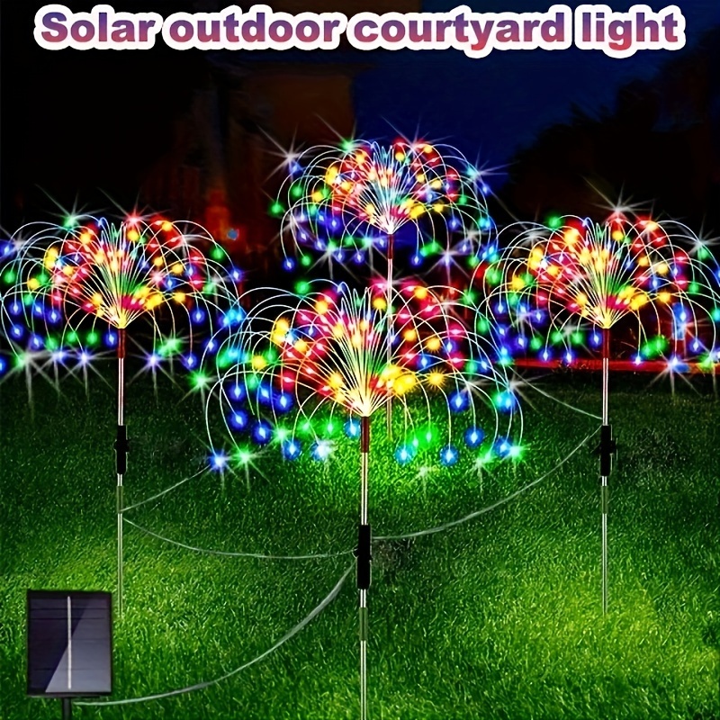 

320led Outdoor, 4 Pack Firework Lights 240 Led Waterproof Garden Fireworks Lamp Decorative String Lights 8 Modes With Remote Diy Outdoor Decor For Pathway Walkway Yard 60led(multi-color/warm White)