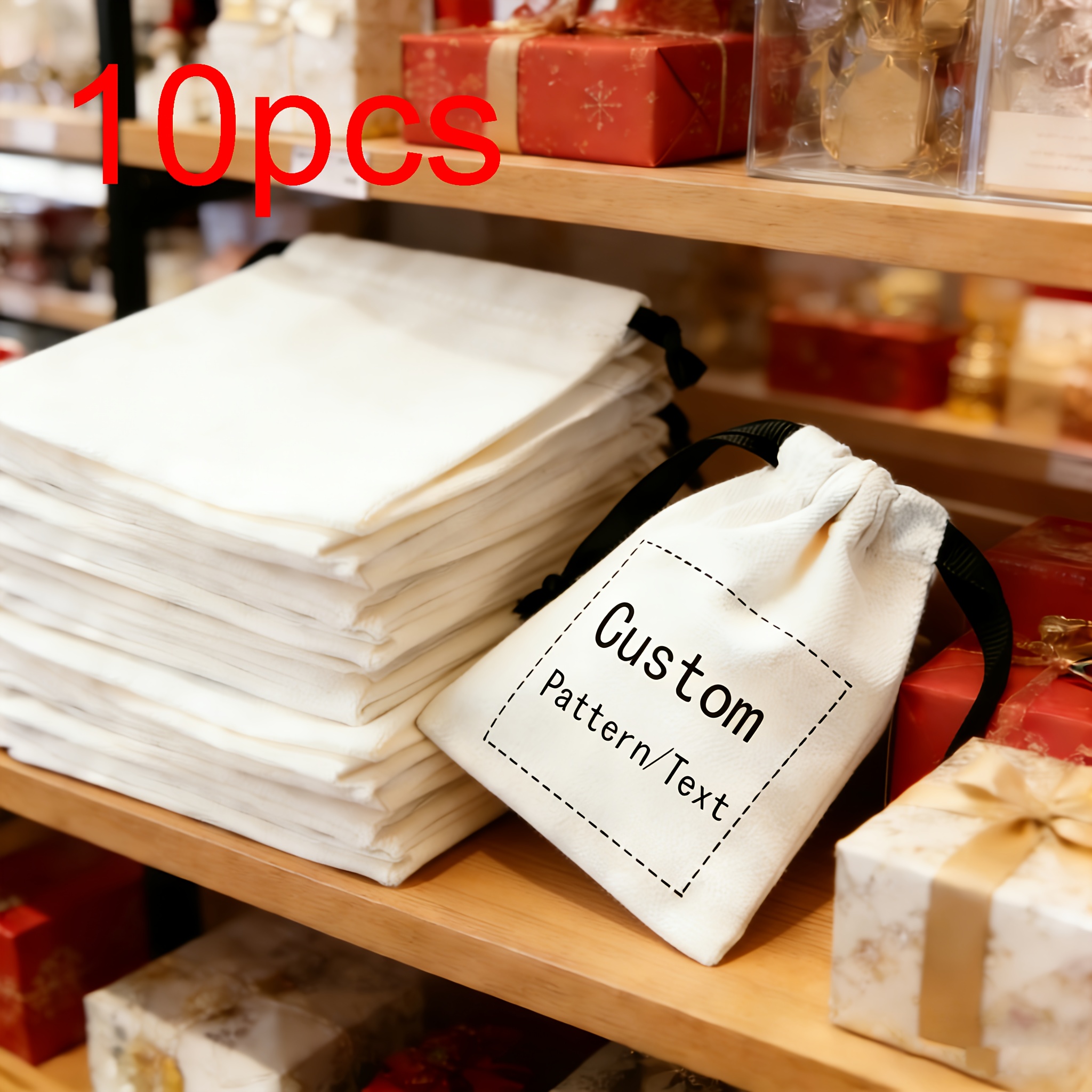 TEMU Cadeau pour elle/lui, 10 sacs cadeaux personnalisés avec cordon de serrage, personnalisables avec et d'images, sacs de rangement pour bijoux et