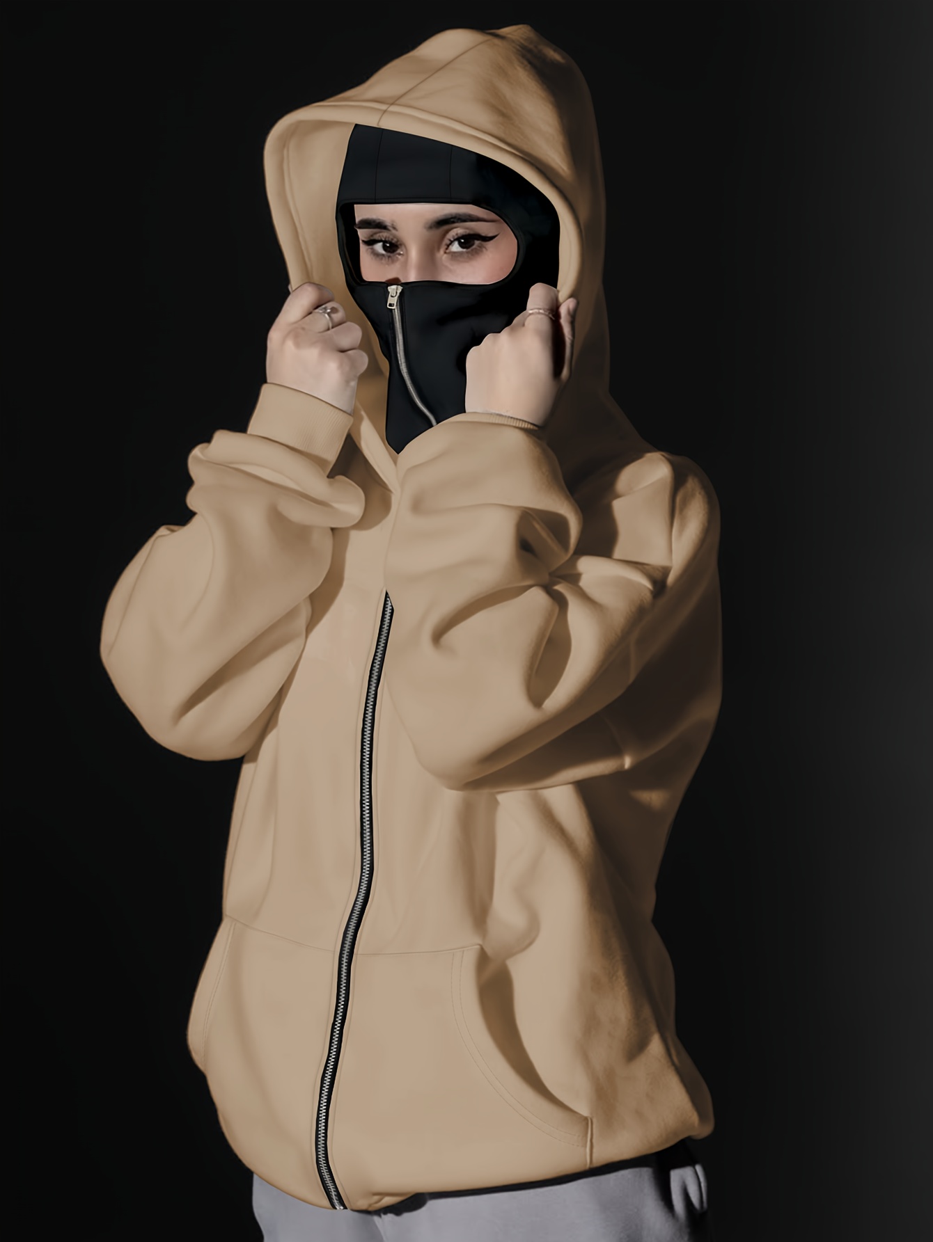 womens balaclava hoodie full face mask casual Temu Germany