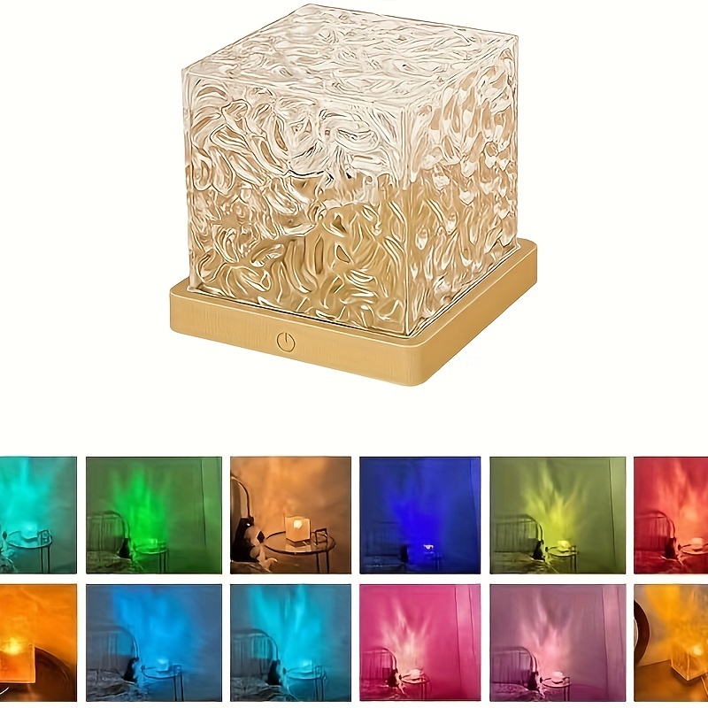 

1pc Rotating Water Ripple Night Light, Usb Night Lamp, 16 Color Celebrity Spin Creative Bedside Flame Atmosphere Lamp, Valentine's Day Romantic Gift Desk Lamp