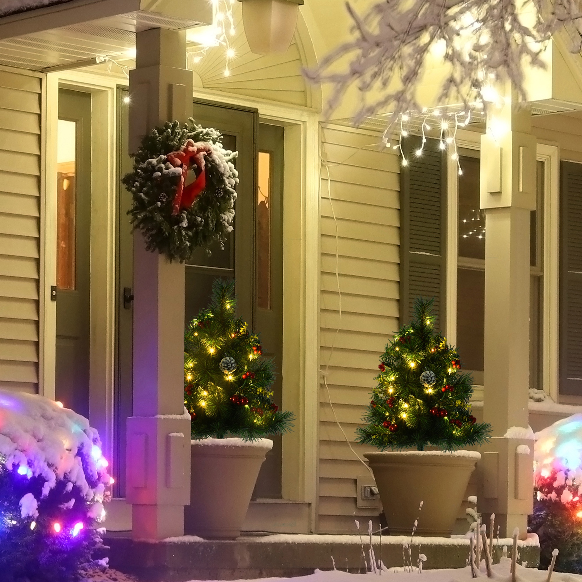 TEMU HOMCOM Ensemble de 2 de Noël artificiels avec LED, de fête