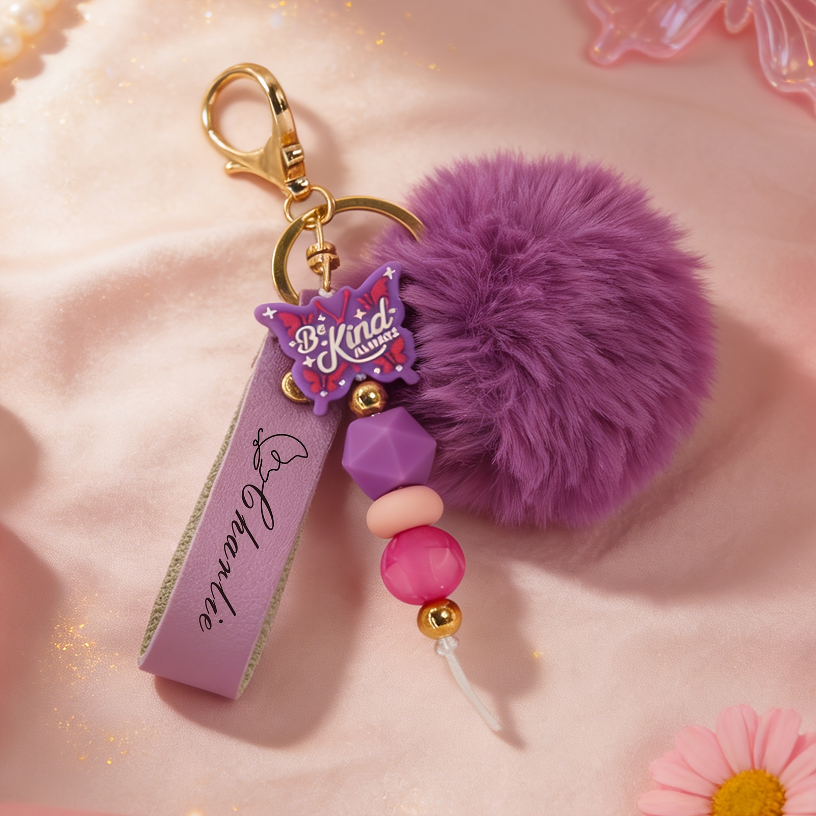 1pc Custom Name Keychain, Personalized Beaded Key Ring, Charm, Cute Aesthetic Bag Charm, Car Key Accessory,…: retailer-supplied image
