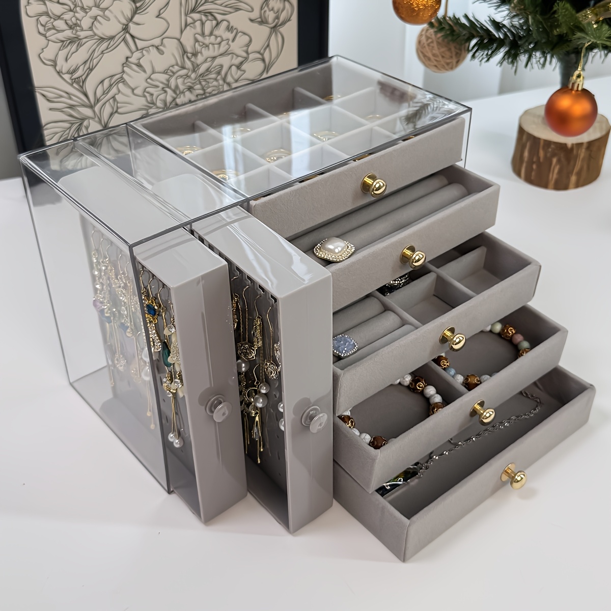 7 compartment jewelry organizer box multi layer plastic storage with secure   closure elegant octagonal design for bracelets necklaces rings earrings christmas gift for women jewelry gift box   Product details 2