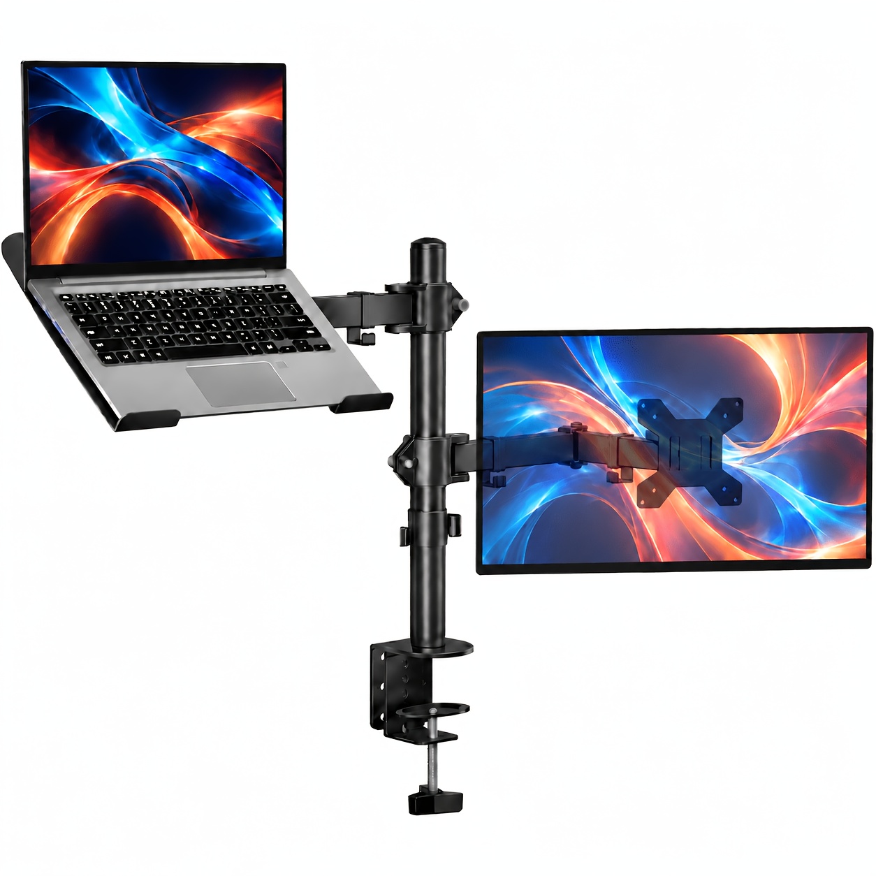 TEMU Ergonomic Adjustable Laptop Stand, Carbon Steel Arm, Foldable And Portable, With 17. 6lbs Capacity For 13-27 Inch Screens