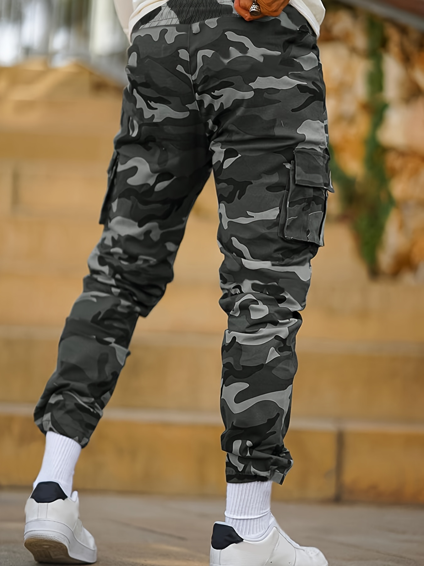 Pantalon De Jogging À Motif Camouflage, Pantalons De Sport Minces À Poches Multiples Pour Hommes, Décontractés Et Confortables Pour Le Printemps Et Lété détails 1