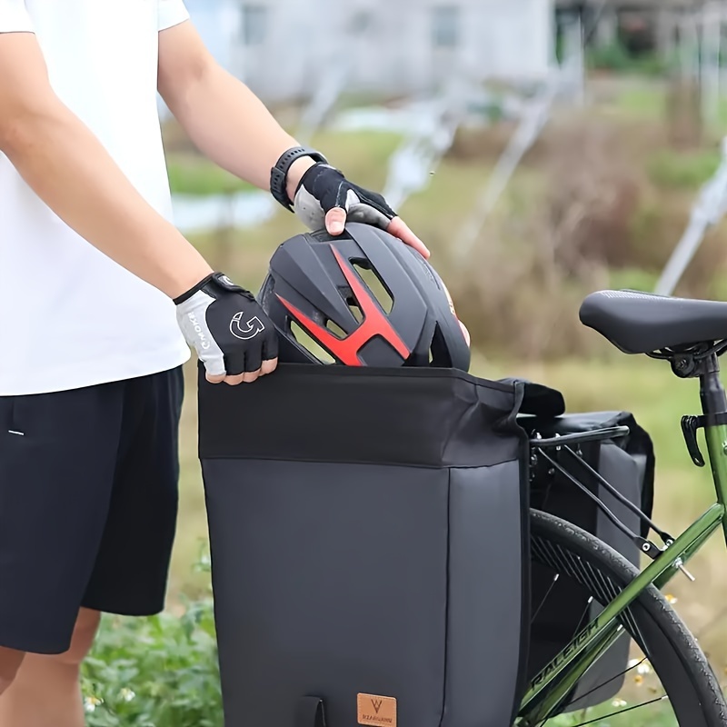 2pcs heavy duty pvc mountain bike saddlebags waterproof dustproof cycling panniers for commuting and long trips fits both sides of rear rack details 5