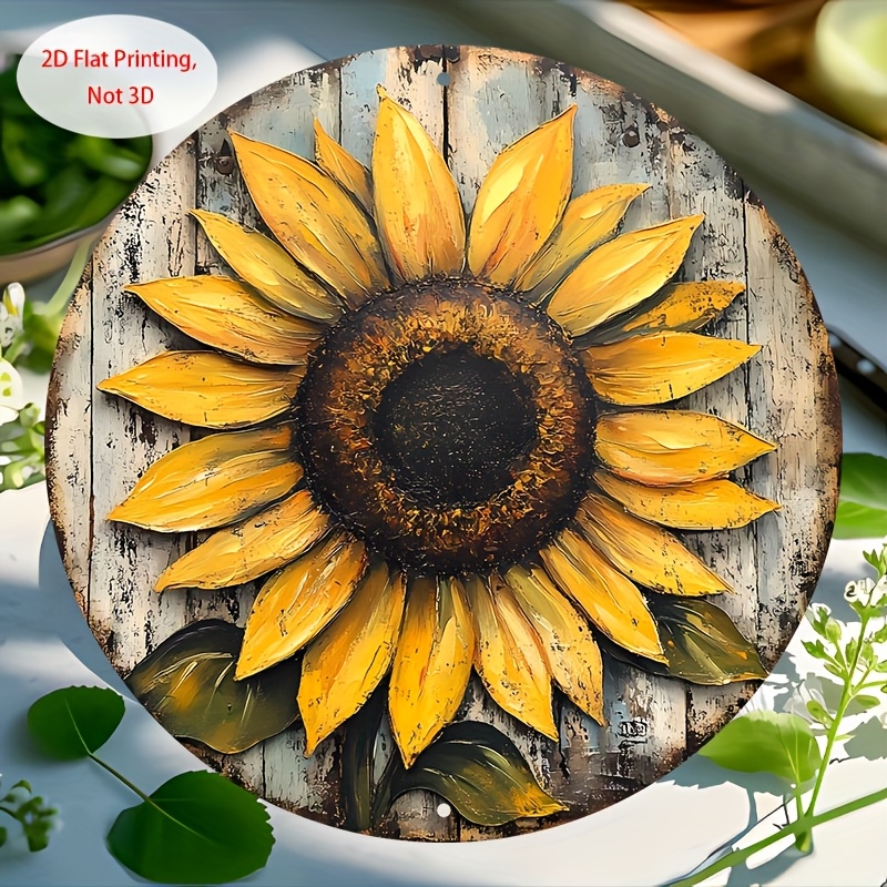 TEMU Décoration murale panneau bohème plat 2D - cadre pour maison, café, jardin - Panneau en bois artificiel de irrégulière avec fond en bois vieilli