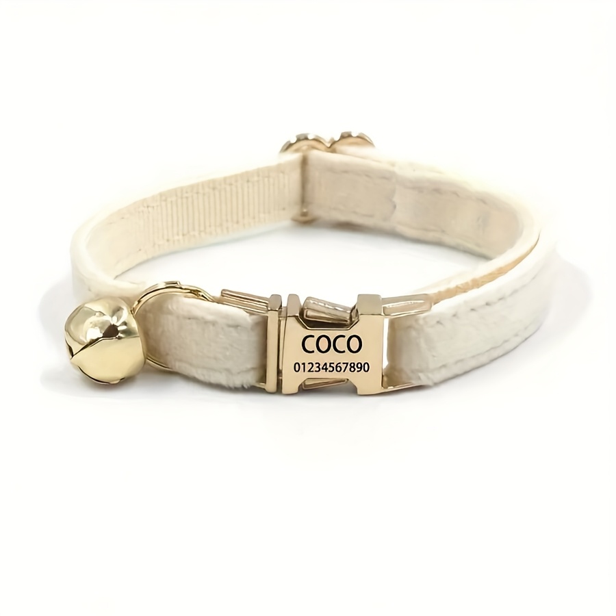 TEMU Custom Collar Personalized Collar Laser Engraved Text White Pink Optional Niche Design Pendant