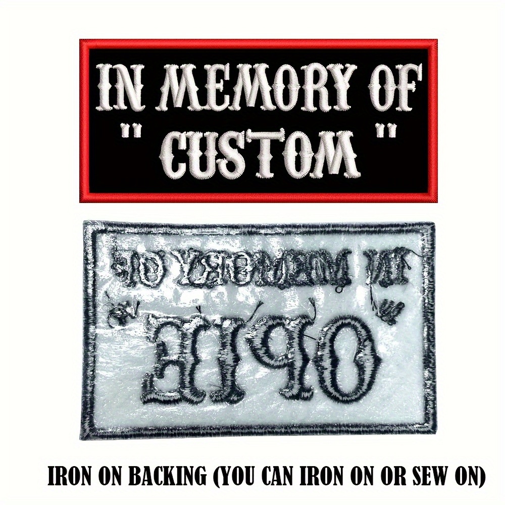 TEMU 1 Écusson rectangulaire brodé personnalisé, brassard avec texte de nom personnalisé, adhésif thermofusible et support