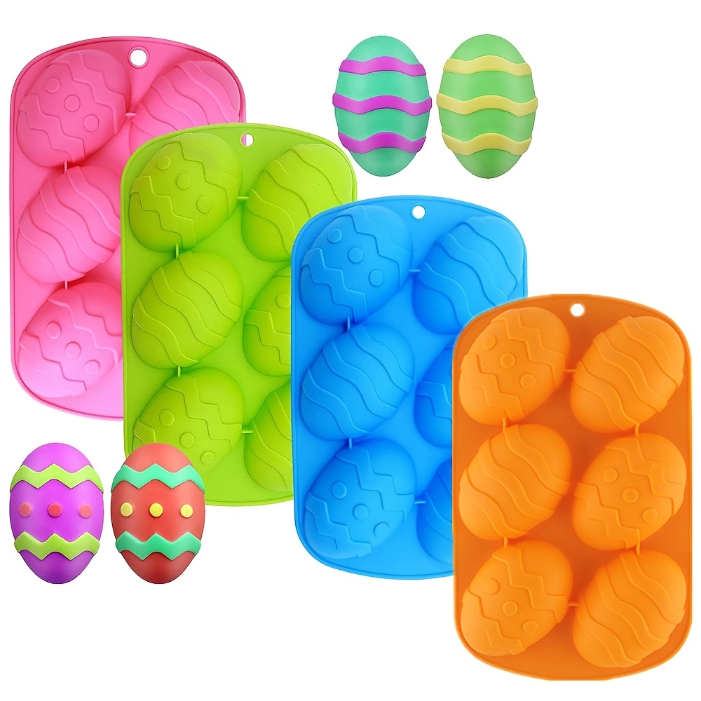 

4 Pack Yscen Easter Egg Silicone Soap Molds, 6-cavity Rabbit Egg Resin Moulds, Diy Candle Crafting, Making, Silicone Material