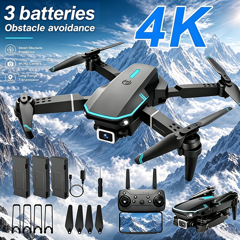 e88 pro max   with 4k dual brushless motor obstacle avoidance system foldable   suitable for   free operation spare   maintenance tools usb rechargeable battery for adults beginners gifts