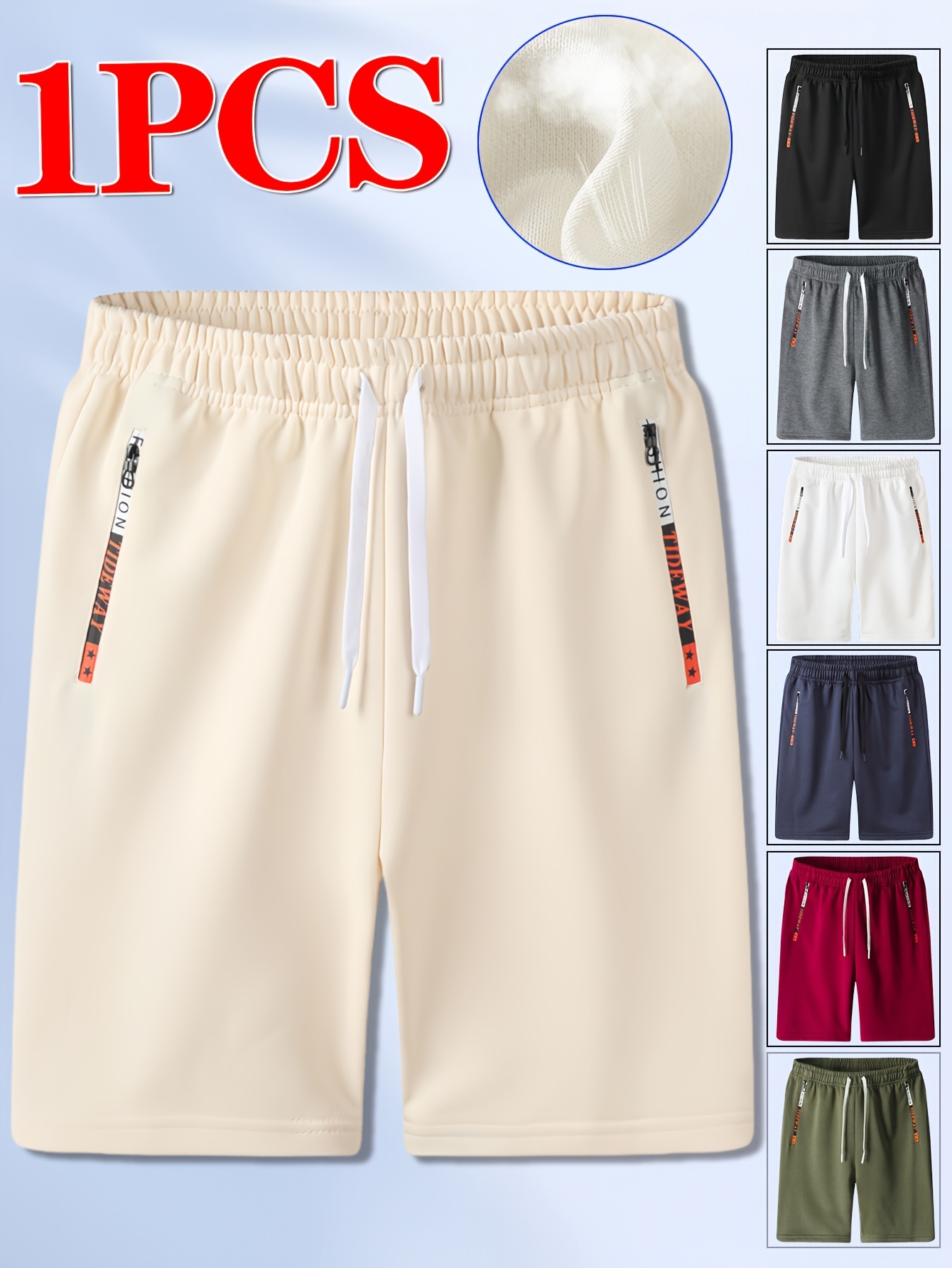 1pc Men's Breathable Knit Athletic Shorts with Elastic Waist & Zipper Pockets - Moisture-Wicking Workout Shorts for Running, Gym, Training, Beach - Multi-Color Options, Smooth Texture Fabric