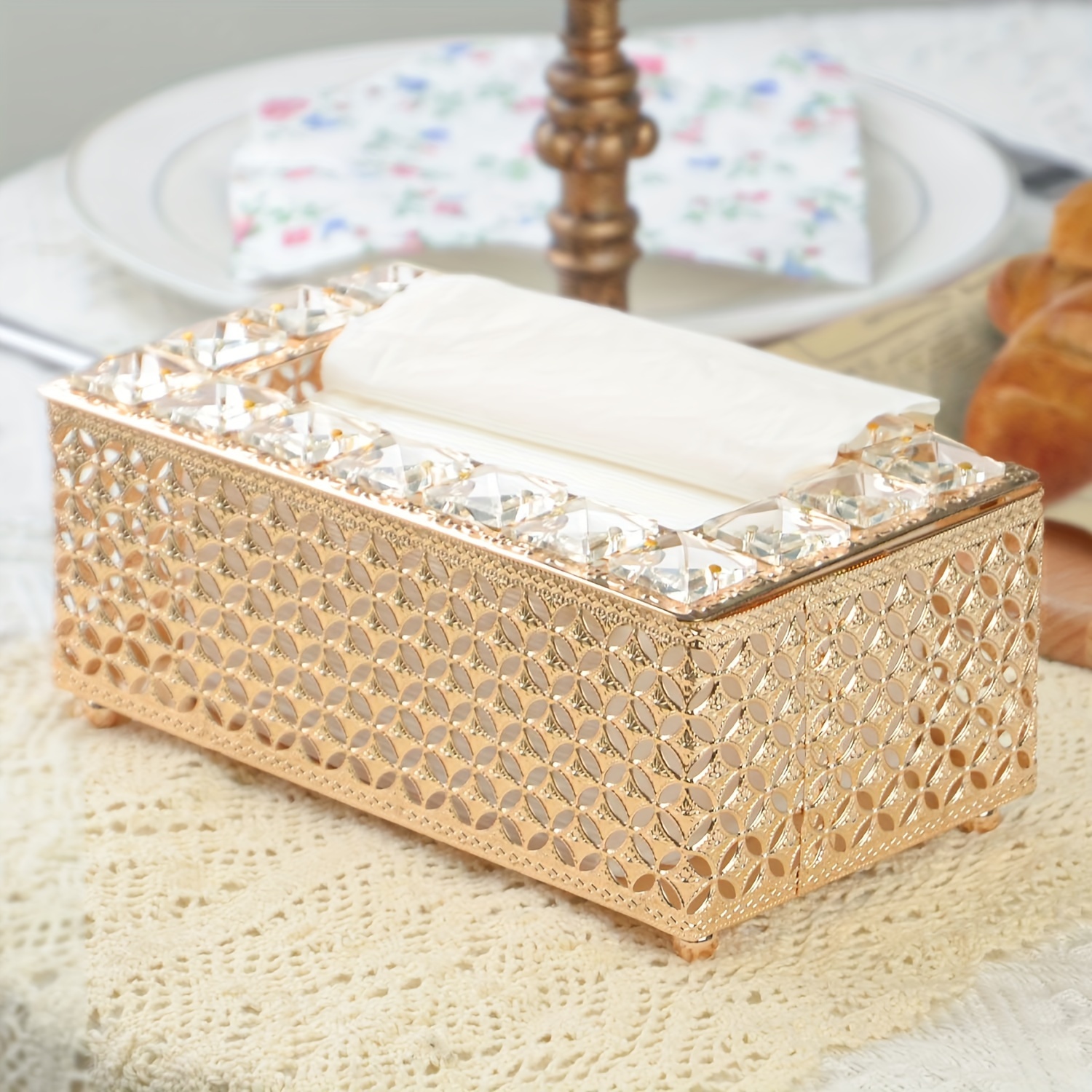 

Tissue Box - Luxurious Rectangular Metal For Bathroom, & Bedroom Decor | Accessory