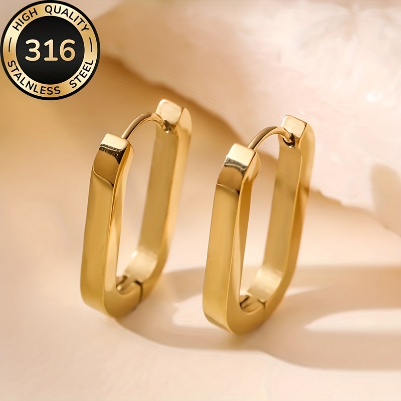 E-shop LIOROSA Damen 316 Edelstahl Hypoallergene Ohrringe für & Partys, 18K Goldbeschichtet -Anlauf Ohrschmuck, Minimalistisches Elegantes Geschenk zu