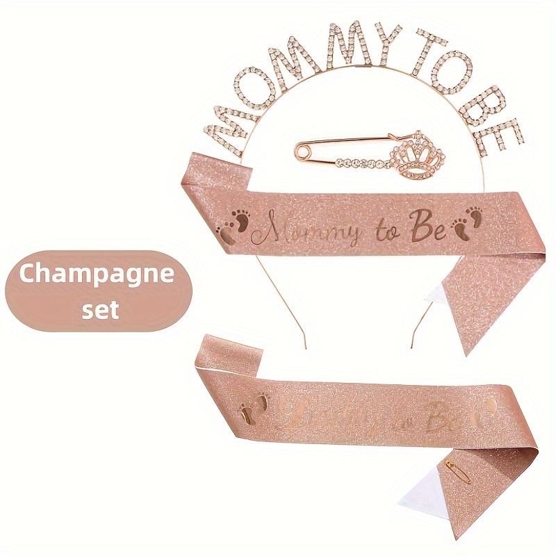 4-piece Mommy & Daddy To Set – Gender Reveal Sashes & Crowns, Pink, Blue & Golden Glitter, New Parent Announcement Photo Props, Perfect For Baby Shower & New Parent Celebration Decorations