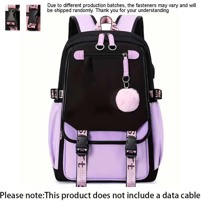 Image of High School Student Large Capacity Multi-pocket Backpack, Fashionable Splicing, Contrasting , College Style Casual Easy Backpack, Suitable For Teenagers' Travel Backpack, For Teenager