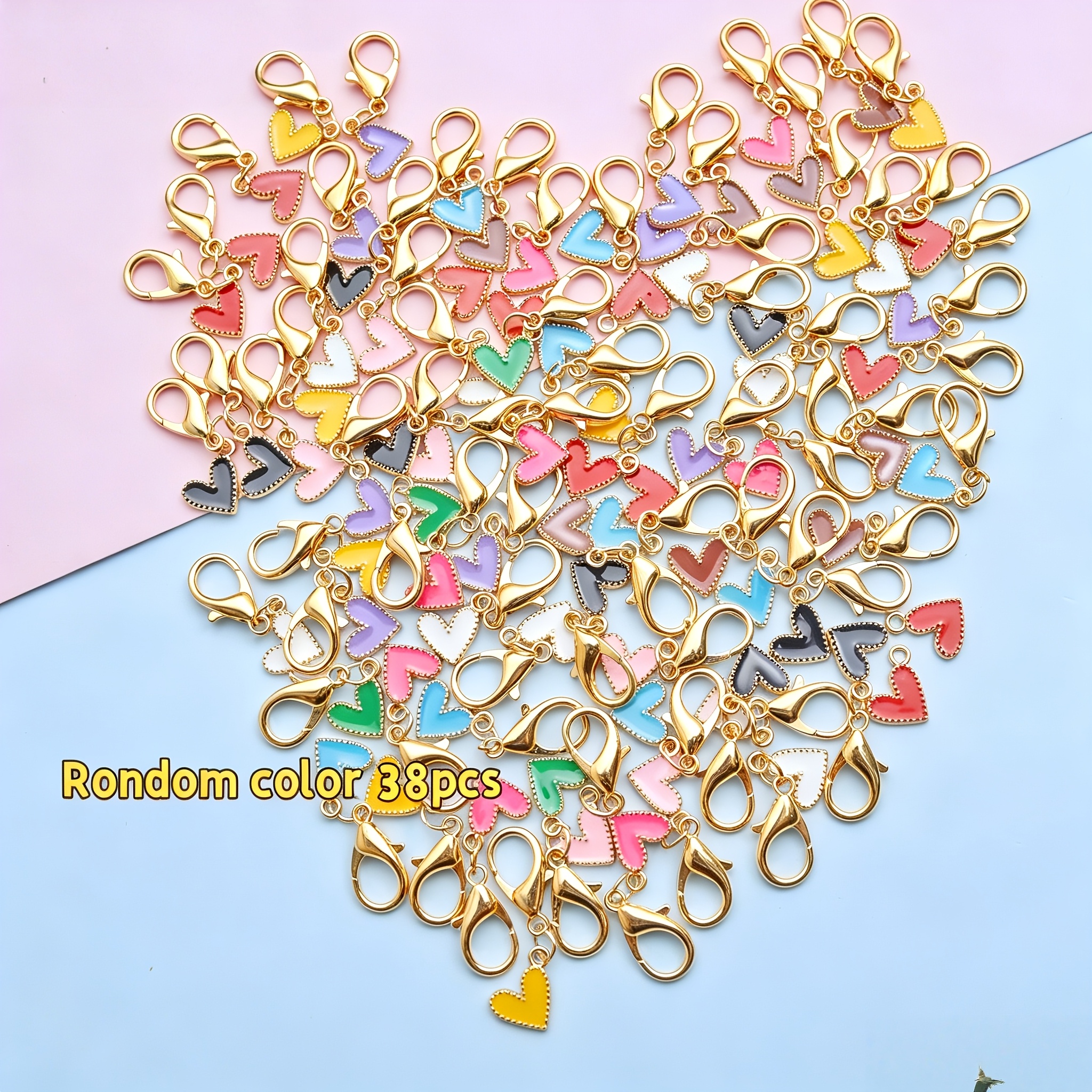 TEMU 38 Random Color Heart-shaped Enamel Keychain Charms, Suitable For Men And Women Heart Pendant Made Of Durable Alloy, A Gift For Ideal For