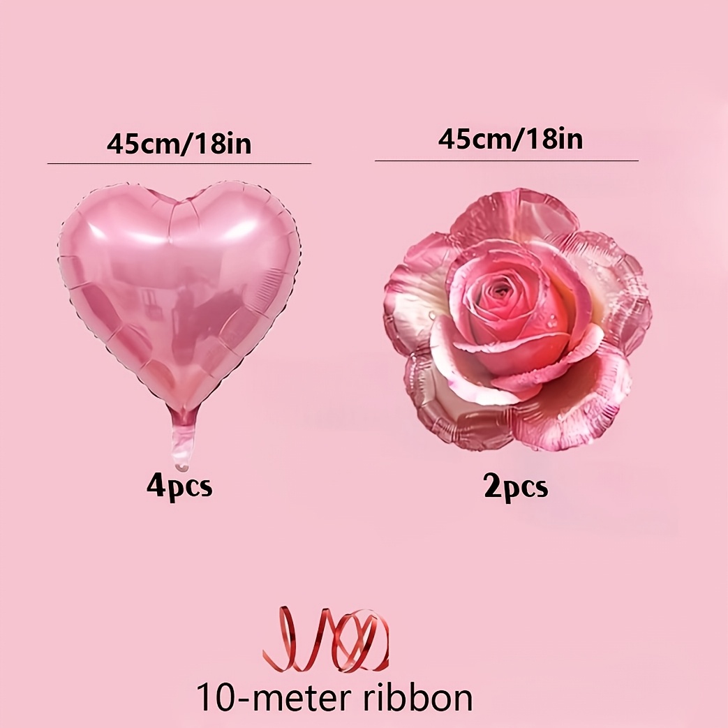 TEMU Juego de 7 piezas, conjunto de globos rosa, globos de /globos /cintas. Adecuado para decoraciones de fiestas de Navidad, Acción de Gracias,