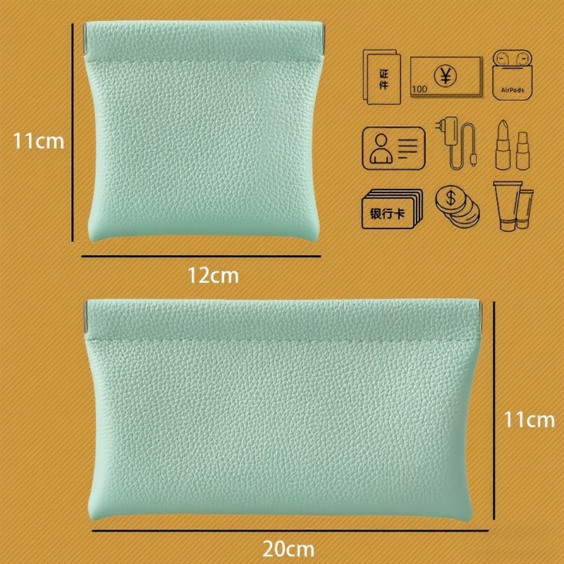 TEMU 2pcs Set Of Automatic Closing Mini Pouches, Portable Elastic Coin Purses, Can Store Lipsticks, Earphones, And Small Digital Products
