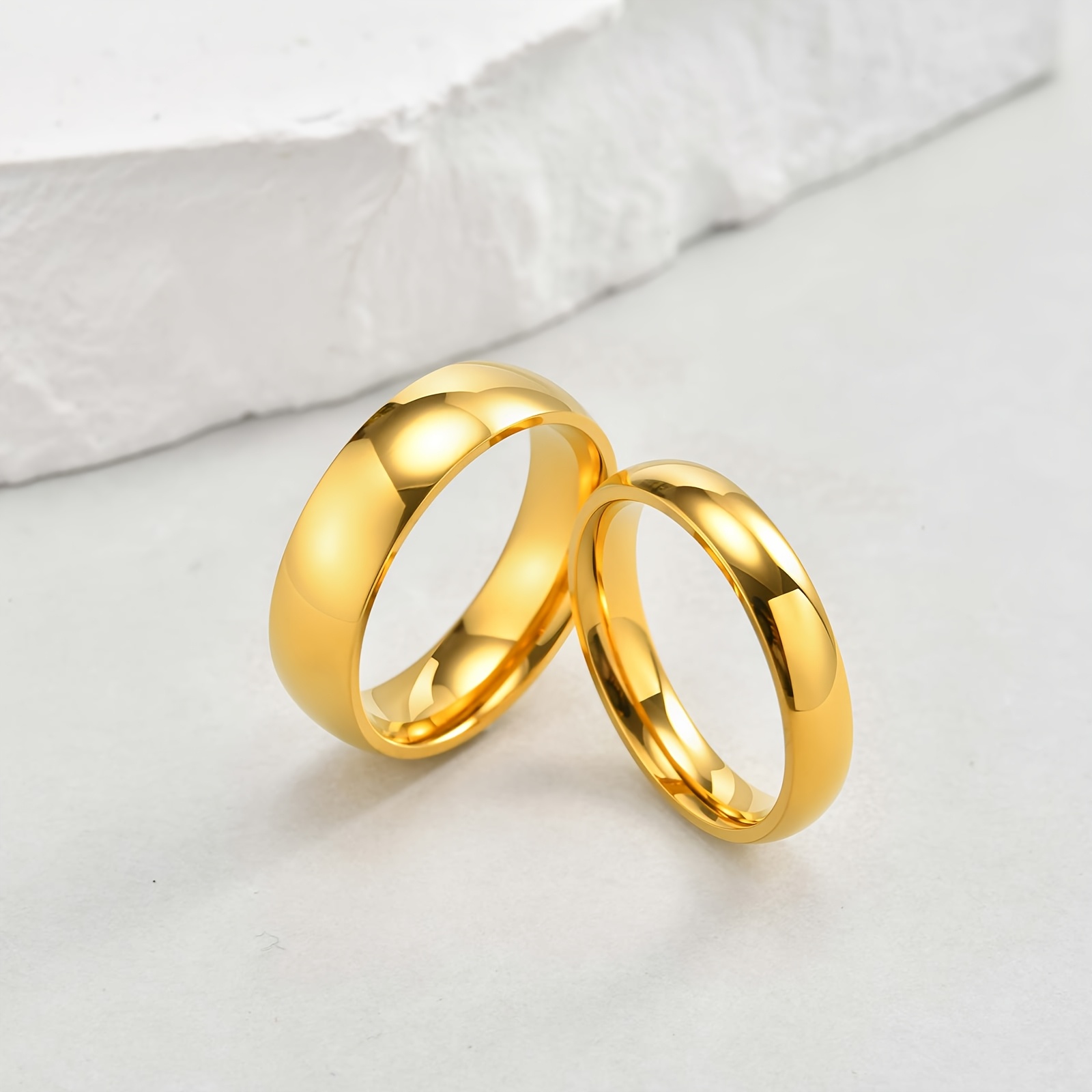 Personalized 18K Gold Plated Stainless Steel Ring, Customizable