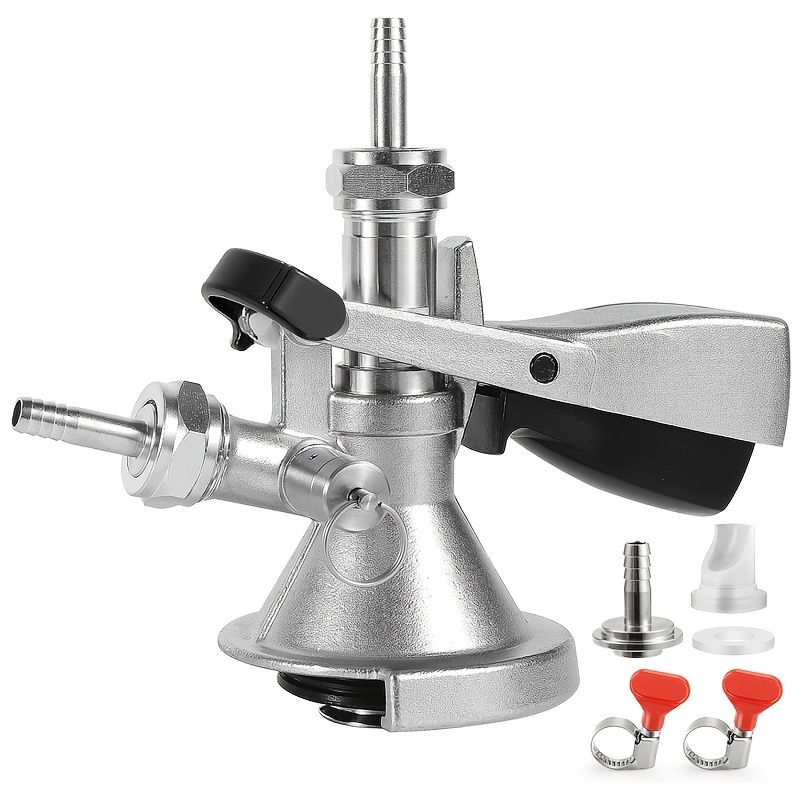 Image of All Stainless Steel A Type Keg Coupler Style Keg Coupler Beer Keg Tap Dispenser For I.d 5/16" Draft Beer Line Beer Coupler Keg Coupler With Relief Valve