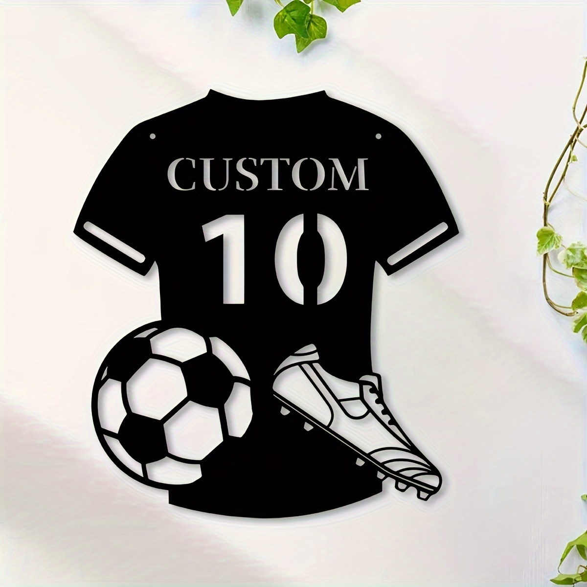 

1pc, Custom Metal Soccer Jersey Sign With Hooks For Living Room Wall Decor, Room Decor, Home Decor